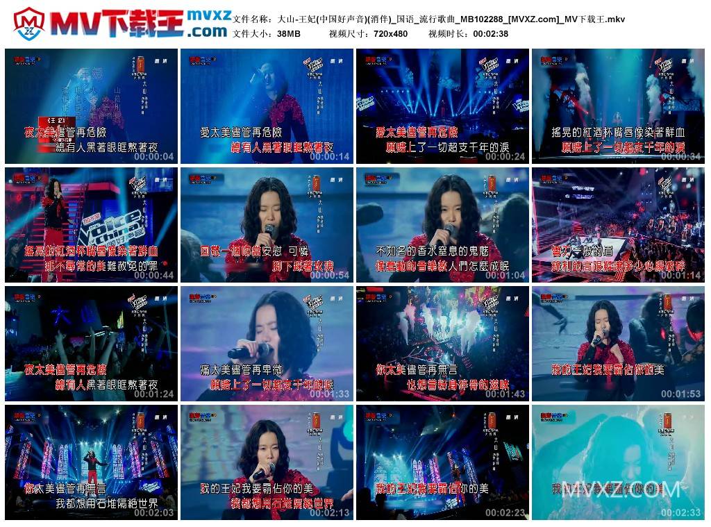 大山-王妃(中国好声音)(消伴)_国语_流行歌曲_MB102288